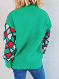 Pom-Pom Contrast Round Neck Long Sleeve Sweater - Trendsi - Flyclothing LLC