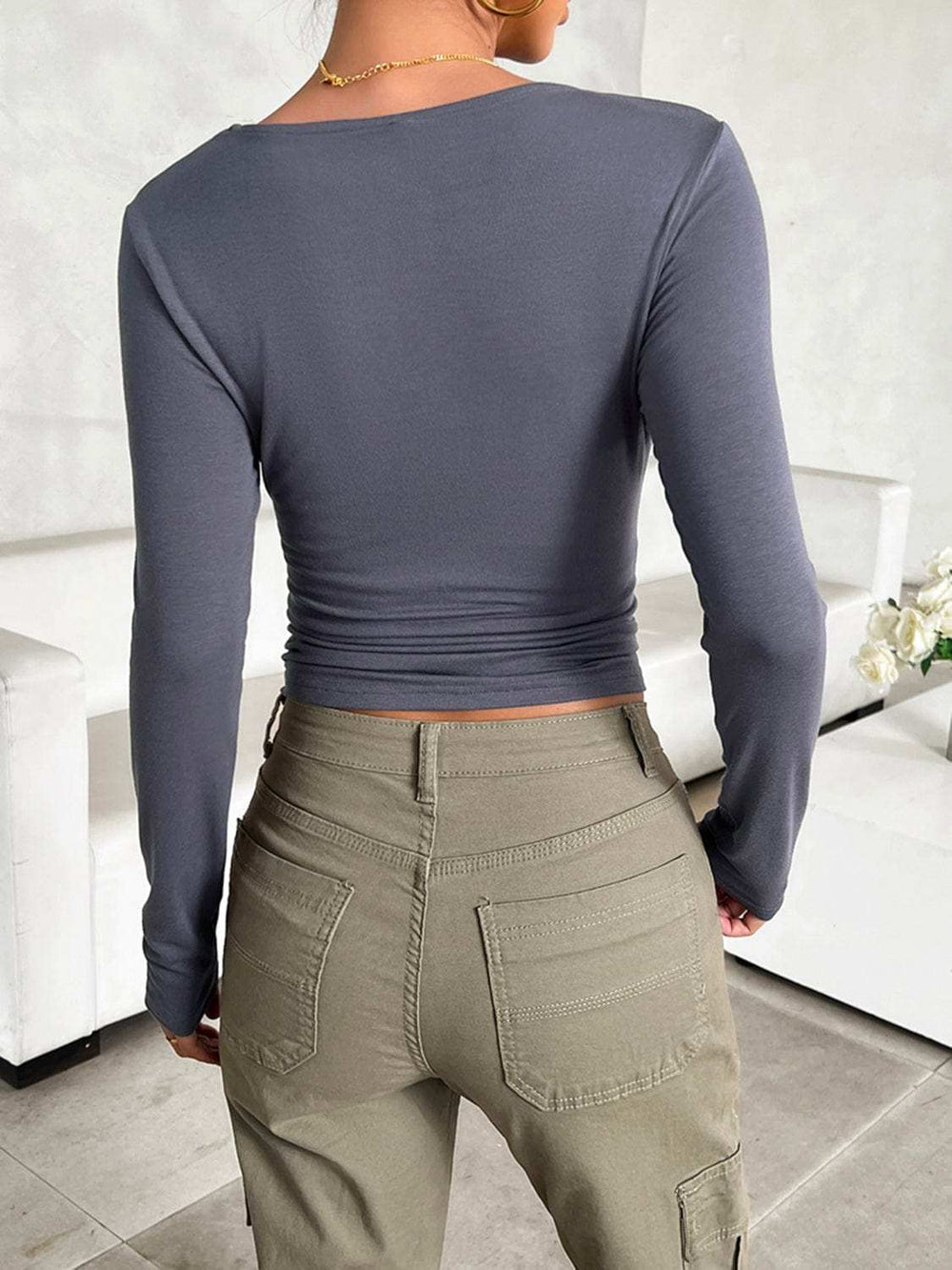 Round Neck Long Sleeve T-Shirt - Trendsi - Flyclothing LLC