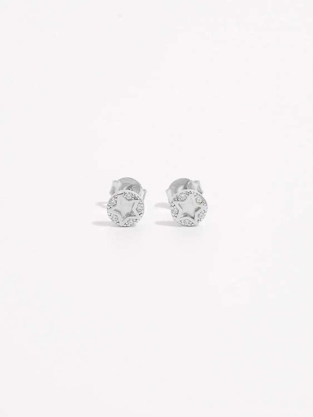 925 Sterling Silver Zircon Star Stud Earrings - Trendsi - Flyclothing LLC