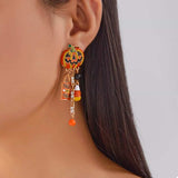 Halloween Rhinestone Pumpkin Drop Earrings - Trendsi - Flyclothing LLC