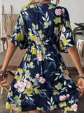 Crochet Front V-Neck Printed Cover-Up - Trendsi - Flyclothing LLC