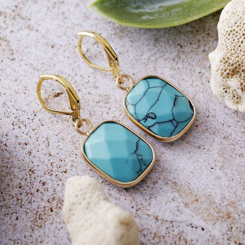 Copper Natural Stone Dangle Earrings - Trendsi - Flyclothing LLC