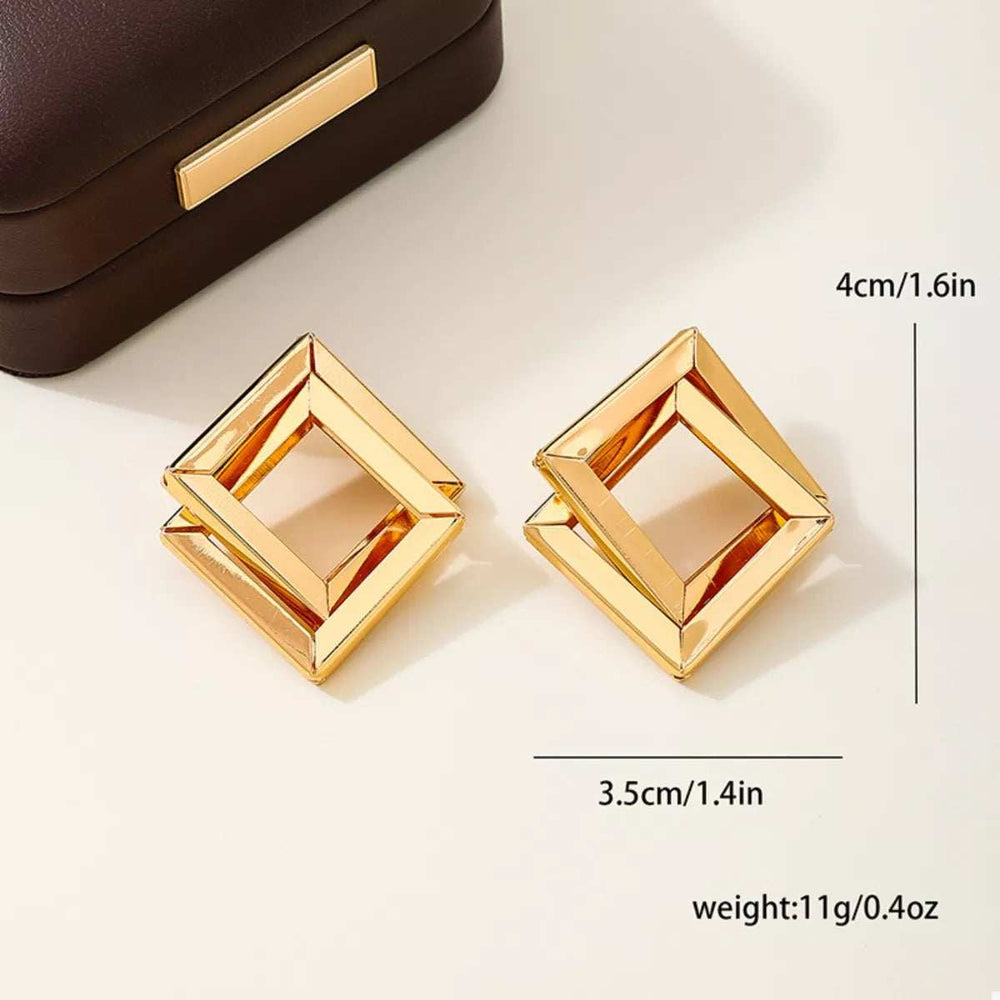 18K Gold-Plated Geometric Stud Earrings - Trendsi - Flyclothing LLC