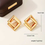 18K Gold-Plated Geometric Stud Earrings - Trendsi - Flyclothing LLC