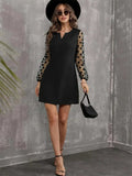 Polka Dot Notched Long Sleeve Dress - Trendsi - Flyclothing LLC