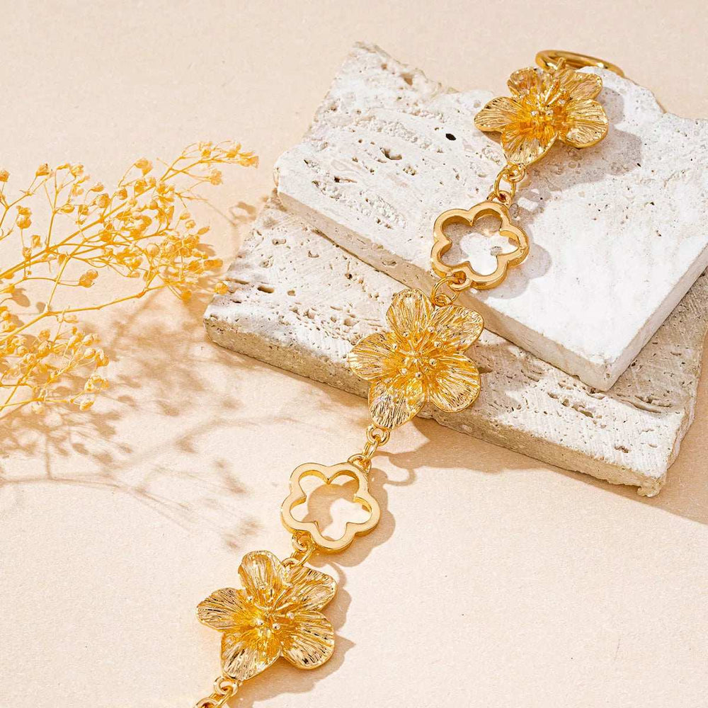 18K Gold-Plated Flower Bracelet - Trendsi - Flyclothing LLC