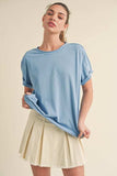 Aemi + Co Exposed Seam Round Neck Short Sleeve T-Shirt - Trendsi - Flyclothing LLC