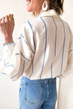 Striped Collared Neck Long Sleeve Shirt - Trendsi - Flyclothing LLC