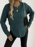 Textured Knit Relaxed Fit Round Neck Sweater - Trendsi - Flyclothing LLC