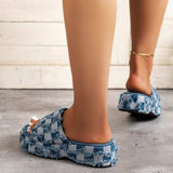 Plaid PU Leather Platform Sandals - Trendsi - Flyclothing LLC