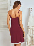 Lace Detail V-Neck Lounge Dress - Trendsi - Flyclothing LLC