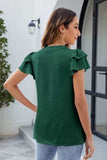 Ruffled Notched Short Sleeve Blouse - Trendsi - Flyclothing LLC