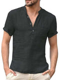 Men's Full Size Half Button Short Sleeve Polo Plus Size - Trendsi - Flyclothing LLC