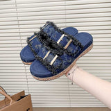 Open Toe Double Buckle Platform Sandals - Trendsi - Flyclothing LLC