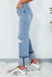 Distressed Straight Jeans with Pockets - Trendsi - Flyclothing LLC