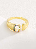 18K Gold-Plated Zircon Letter Ring - Trendsi - Flyclothing LLC
