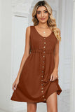 Buttoned Wide Strap Mini Dress - Trendsi - Flyclothing LLC