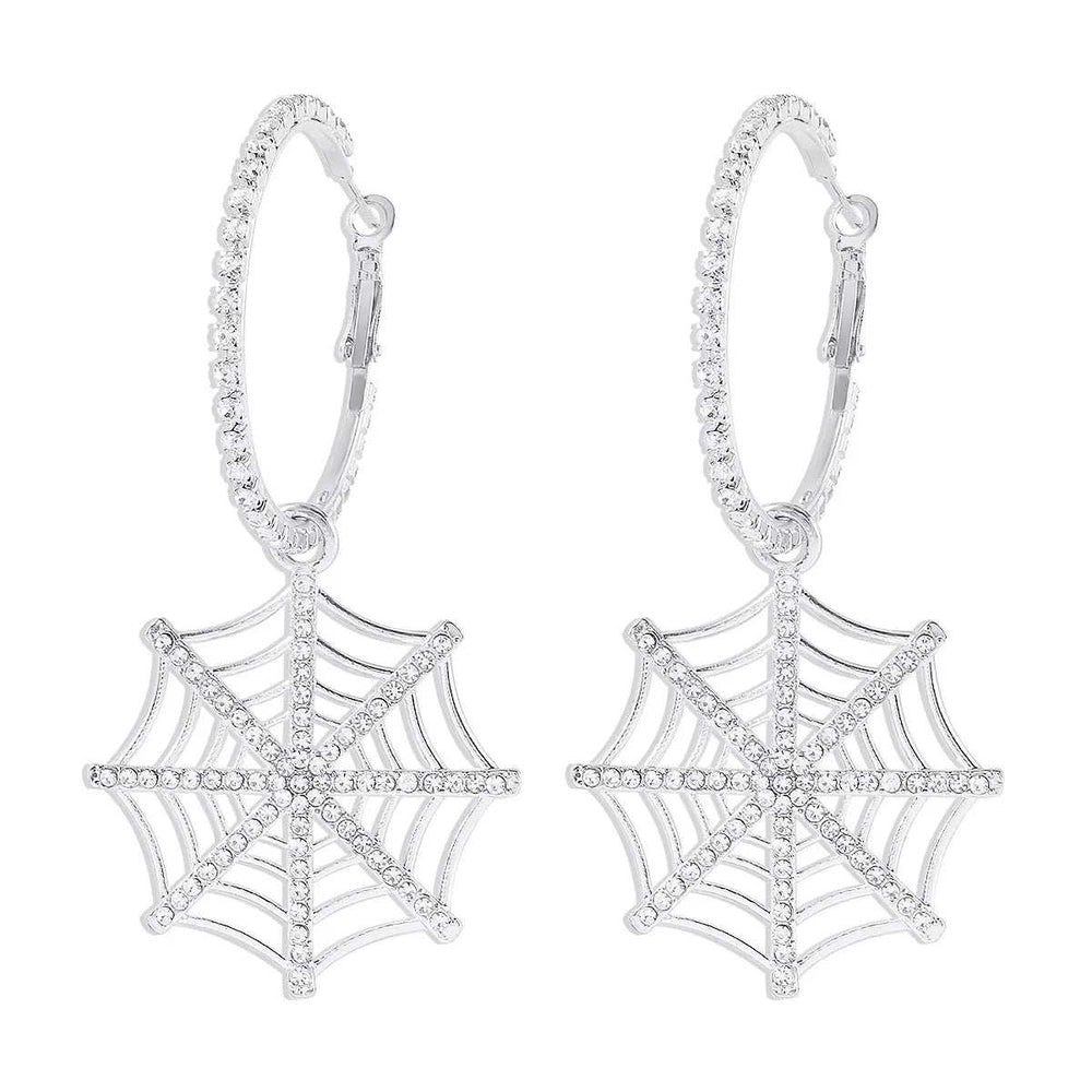 Halloween Spider Web Dangle Hoop Earrings - Trendsi - Flyclothing LLC