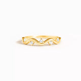 925 Sterling Silver Zircon Wave Ring - Trendsi - Flyclothing LLC