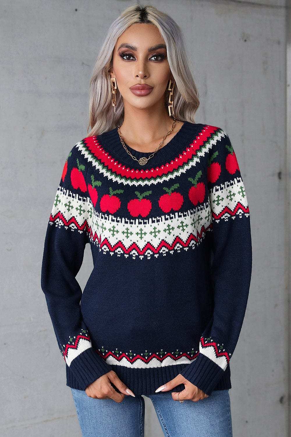 Angel Wings Graphic Round Neck Long Sleeve Sweater - Trendsi - Flyclothing LLC
