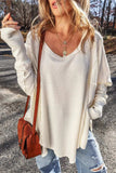 Exposed Seam Round Neck Long Sleeve Blouse - Trendsi - Flyclothing LLC