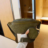 Corduroy Adjustable Strap Crossbody Bag with Pouch - Trendsi - Flyclothing LLC