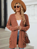 Pocketed Open Front Long Sleeve Cardigan - Trendsi - Flyclothing LLC
