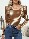 Striped Round Neck Long Sleeve T-Shirt - Trendsi - Flyclothing LLC