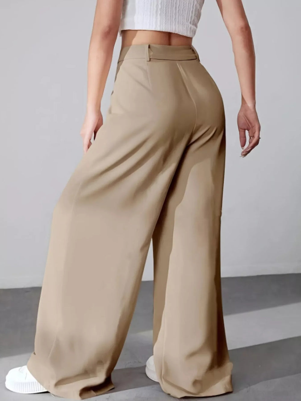 Wide Leg Pleated Pants - Trendsi - Flyclothing LLC