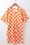 Checkerboard V Neck Loose Tee and Shorts Set - Trendsi - Flyclothing LLC