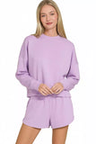 Zenana Scuba Long Sleeve Sweatshirts & Shorts Set - Trendsi - Flyclothing LLC