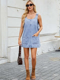 Scoop Neck Wide Strap Denim Dress - Trendsi - Flyclothing LLC