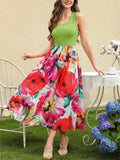 Printed Round Neck Sleeveless Dress - Trendsi - Flyclothing LLC