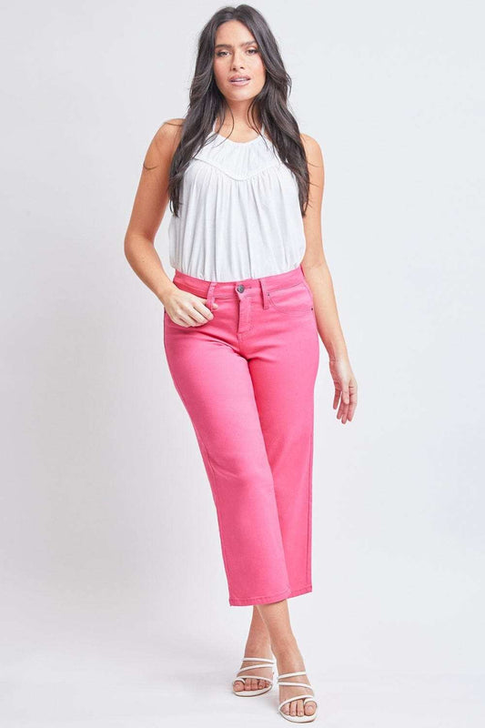 YMI Jeanswear Full Size Mid-Rise Hyperstretch Cropped Straight Pants - Trendsi - Flyclothing LLC