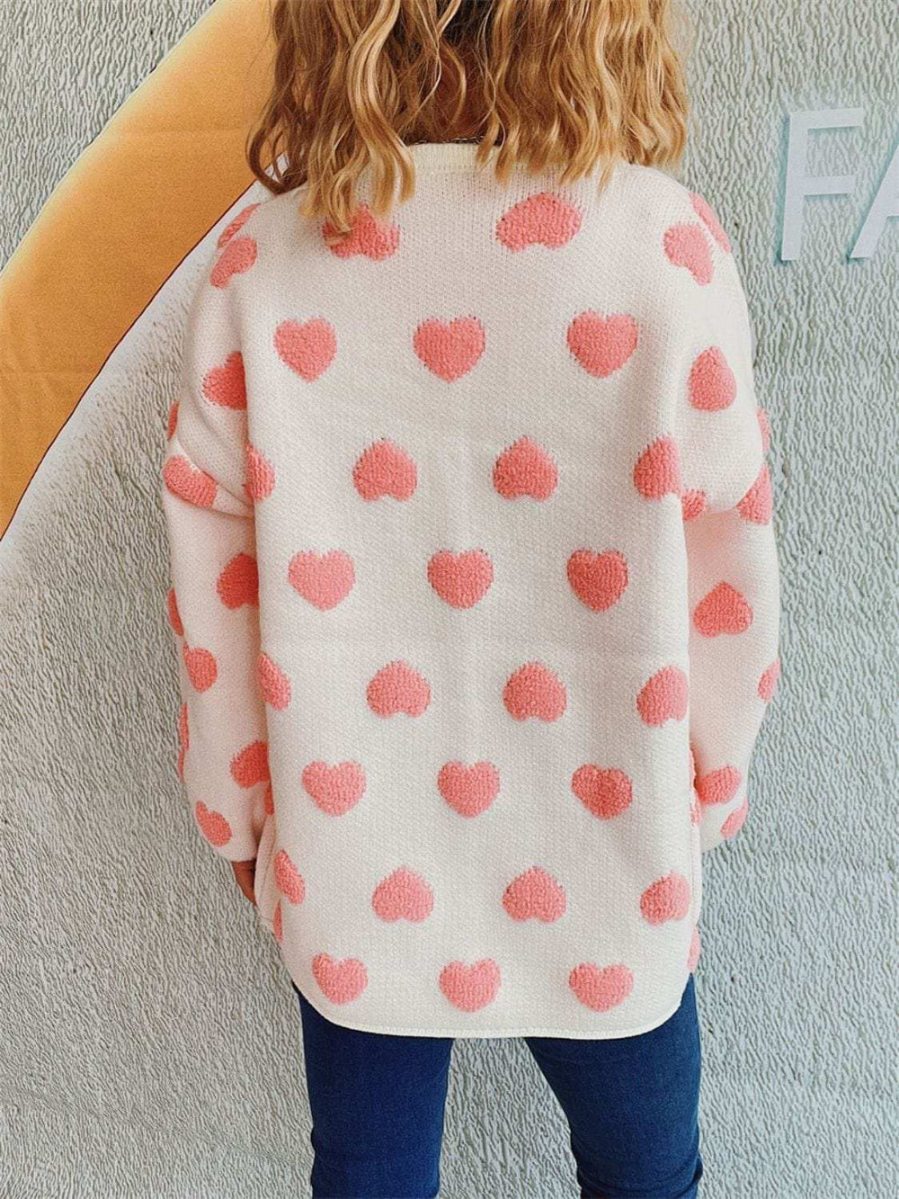 Heart Button Up Long Sleeve Cardigan - Trendsi - Flyclothing LLC