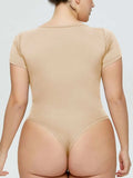Full Size Square Neck Short Sleeve Bodysuit - Trendsi - Flyclothing LLC