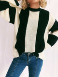 Color Block Round Neck Long Sleeve Sweater - Trendsi - Flyclothing LLC