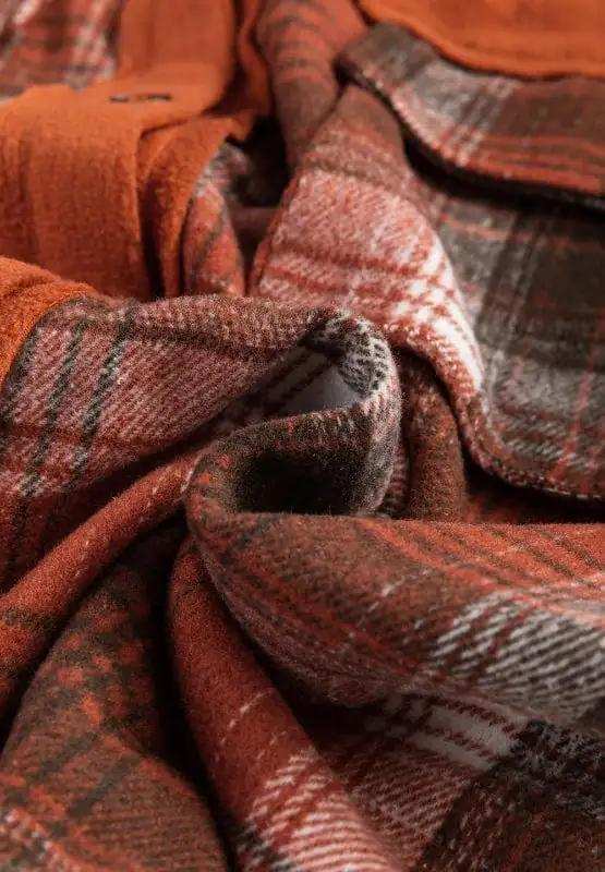 Plaid Button Up Long Sleeve Jacket - Trendsi - Flyclothing LLC