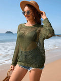 Heart Openwork Long Sleeve Cover-Up - Trendsi - Flyclothing LLC