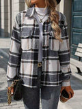 Plaid Button Up Drop Shoulder Jacket - Trendsi - Flyclothing LLC