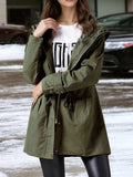 Plus Size Hooded Drawstring Waist Trench Coat - Trendsi - Flyclothing LLC
