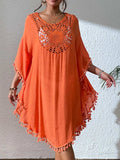 Tassel Cutout Scoop Neck Cover-Up Dress - Trendsi - Flyclothing LLC