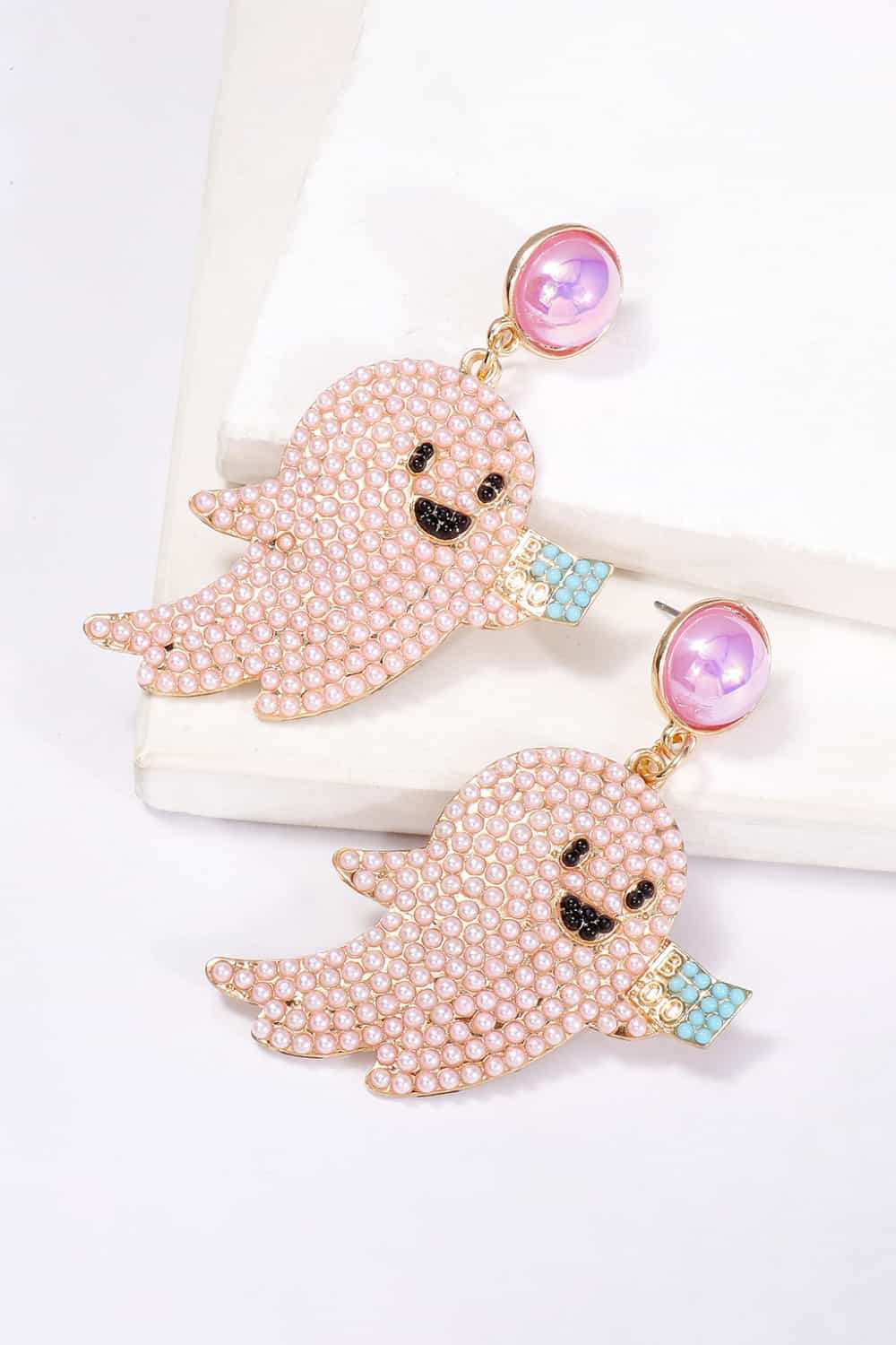 Ghost Shape Synthetic Pearl Dangle Earrings - Trendsi - Flyclothing LLC