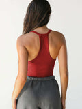 Ribbed V-Neck Halter Tank Top - Trendsi - Flyclothing LLC