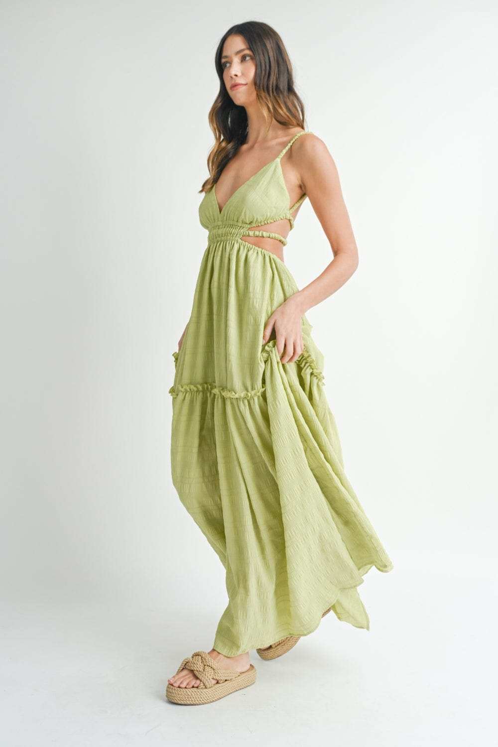 MABLE Cutout Waist Backless Maxi Dress - Trendsi - Flyclothing LLC
