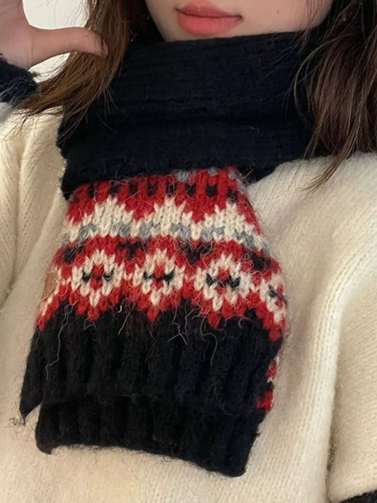 Nordic Pattern Knitted Winter Scarf - Trendsi - Flyclothing LLC