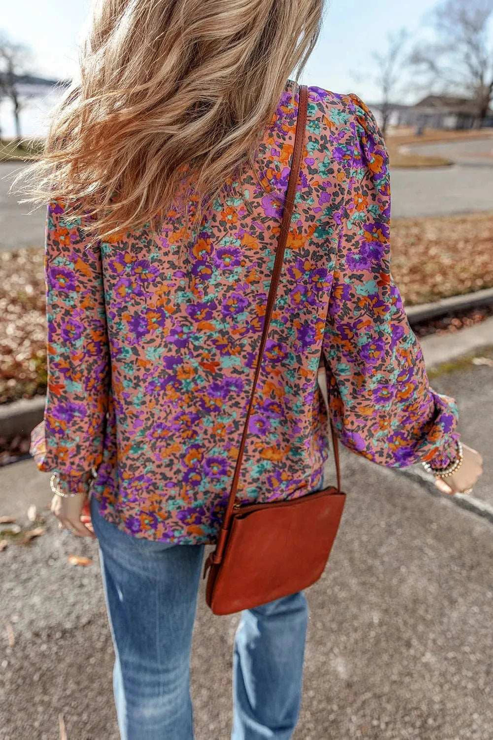 Floral Round Neck Long Sleeve Blouse - Trendsi - Flyclothing LLC