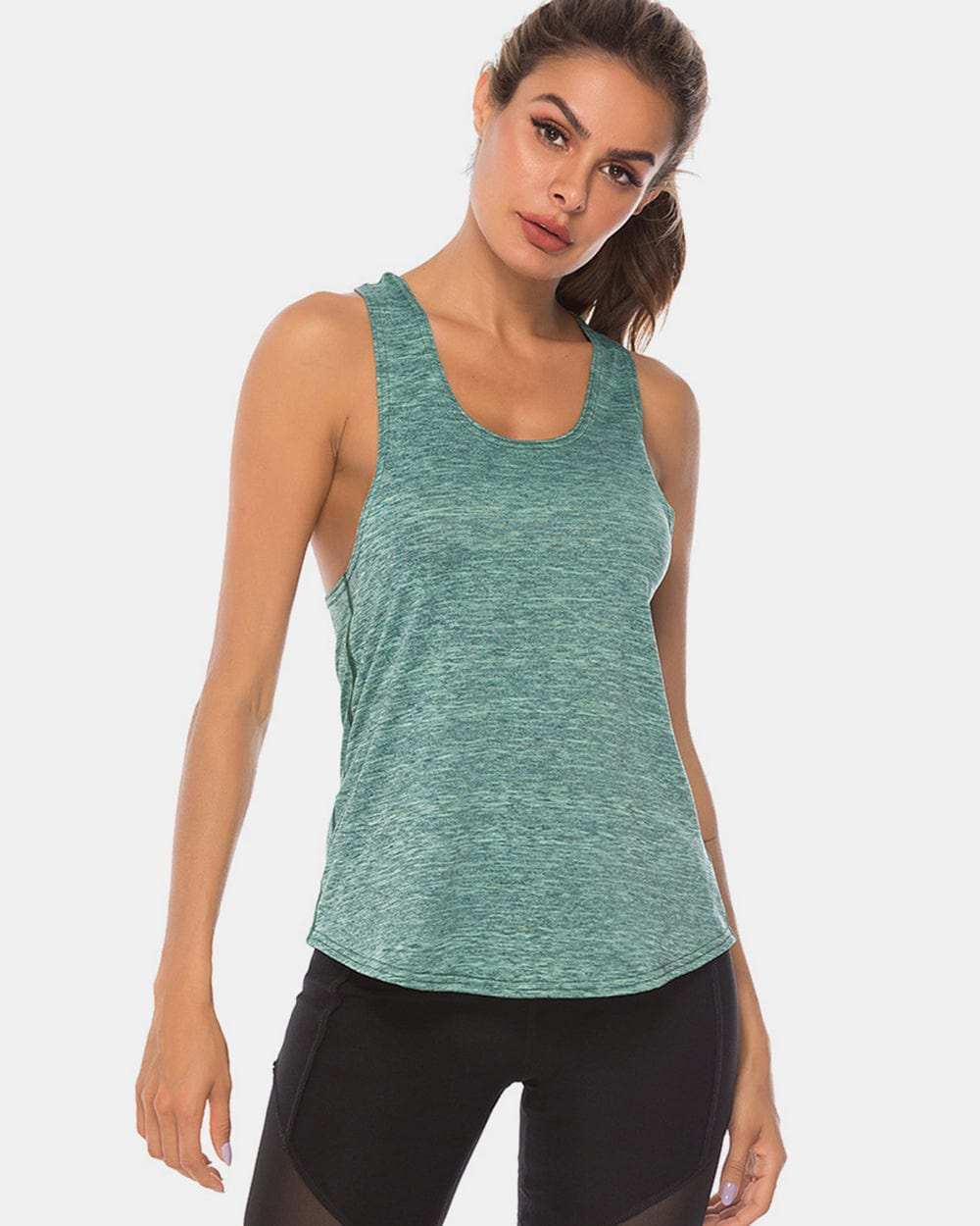 Full Size Scoop Neck Wide Strap Active Tank - Trendsi - Flyclothing LLC