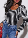 Striped Round Neck Long Sleeve T-Shirt - Trendsi - Flyclothing LLC