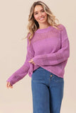 BiBi Openwork Long Sleeve Knit Top - Trendsi - Flyclothing LLC